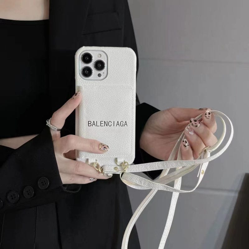 HypedEffect Balenciaga White Leather iPhone Cover - Back Pocket