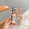 HypedEffect Burberry Leather Back Pocket Case for iPhone 14 With Straps