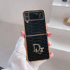 HypedEffect Dior Black and White Leather Z Flip/Z Fold Phone Case