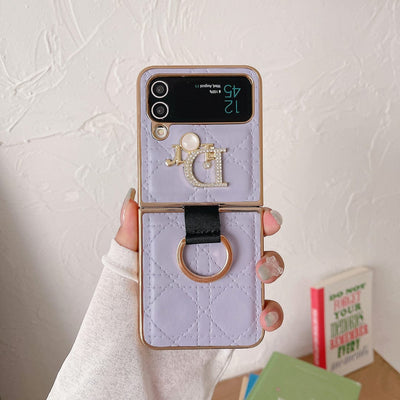 HypedEffect Dior Z Flip/Z Fold Phone Case with a Finger Ring | Jacket-Like Texture