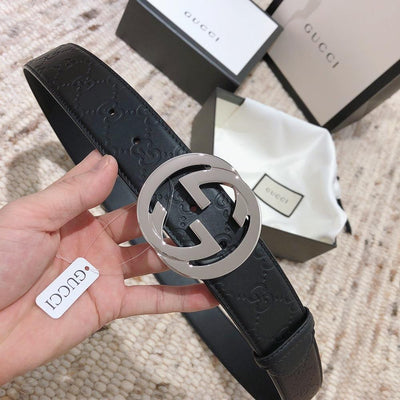 Hypedeffect Engraved Black Gucci Belt - SiLouis Vuittoner Gucci Buckle