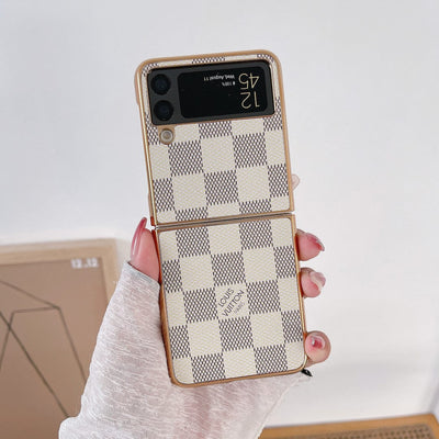 HypedEffect Gucci and Louis Vuitton Z Flip/Z Fold Phone Cases - Iconic Patterns and Golden Frame Luxury