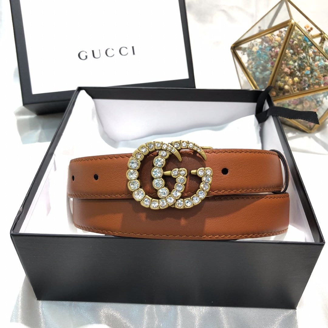 Hypedeffect Gucci Brown Leather Gucci Belt for women