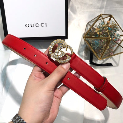 Hypedeffect Gucci Crimson Leather Belt - Glamorous Buckle