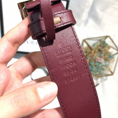Hypedeffect Gucci Mahogany Leather Belt - Glamorous Buckle