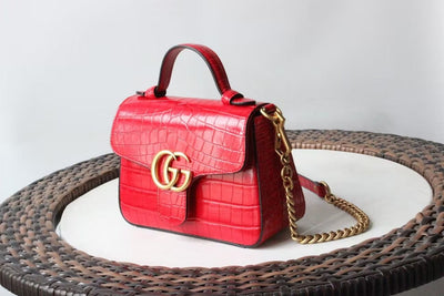 HypedEffect Gucci Marmont mini Crocodile Bag - RED