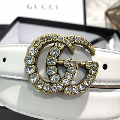 Hypedeffect Gucci Pure White Leather Belt - Glamorous Buckle