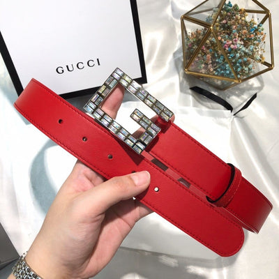 Hypedeffect Gucci Scarlet Leather Belt - Glamorous Buckle