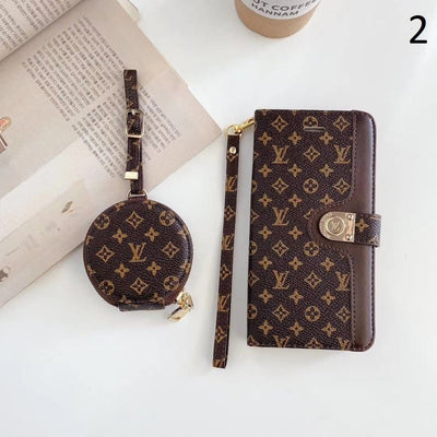 HypedEffect Leather Folio Louis Vuitton And Gucci iPhone Case + FREE AIRPODS PRO CASE