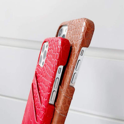 HypedEffect Leather Hermes iphone Case With Double Card Holder