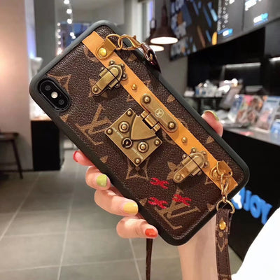 HypedEffect Leather Louis Vuitton iphone Case with straps
