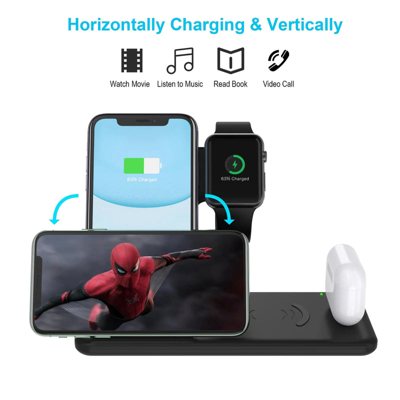 Hypedeffect LLC 4-in-1 Wireless Charger Stand: iPhone 12, iWatch 6, AirPods Pro Dock Station