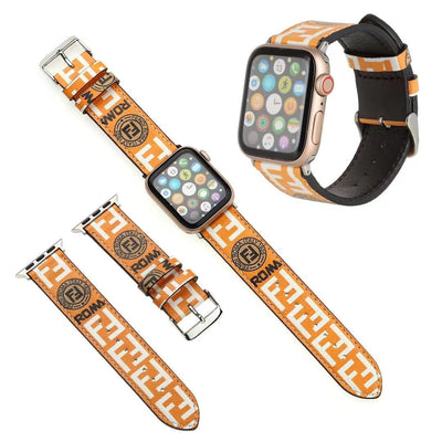 Hypedeffect LLC Watch Bands 38/40/41 mm / Orange Designer Sleek Leather Watch Band 38/40/41/42/44/45/49 mm