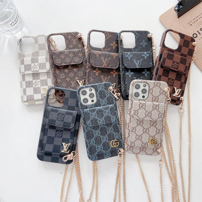 HypedEffect Louis Vuitton And Gucci Back Pocket iPhone 14 Case With Straps