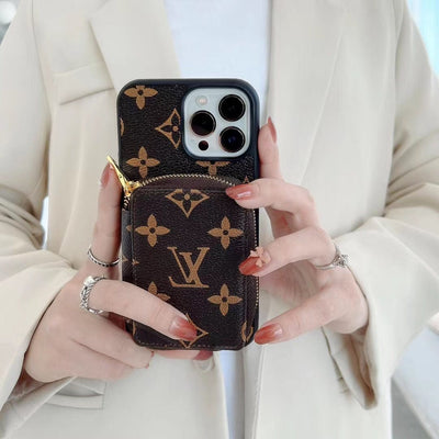 HypedEffect Louis Vuitton iPhone 14 Wallet Case | iPhone 14 Back Pocket Case