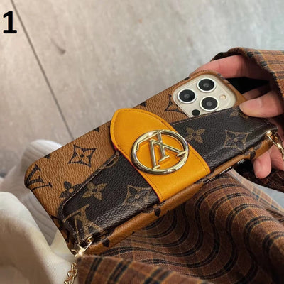 HypedEffect Louis Vuitton iPhone 14 Wallet Case With Straps | LV Back Pocket case for iPhone 14
