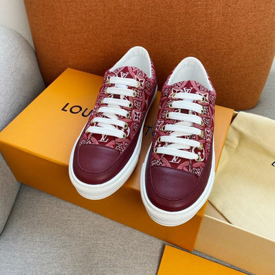 HypedEffect Louis Vuitton Red and Maroon Stripey Sneakers