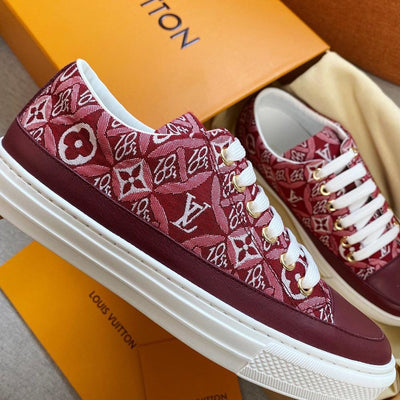 HypedEffect Louis Vuitton Red and Maroon Stripey Sneakers