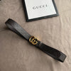 Hypedeffect Luxurious Engraved Black Gucci Belt - Golden GG Buckle
