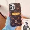 HypedEffect Phone Case Brown With Logo / for iPhone 14 Louis Vuitton And Gucci Double Card Holder iPhone 14 Case