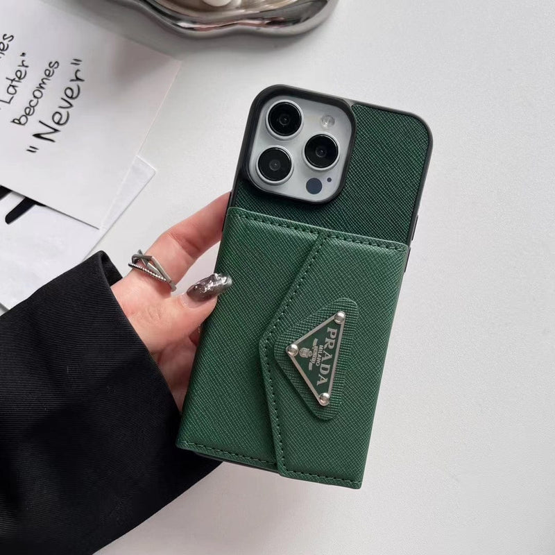 HypedEffect Prada-Inspired Designer iPhone Case with Card Holder – Available for iPhone 13 to iPhone 16