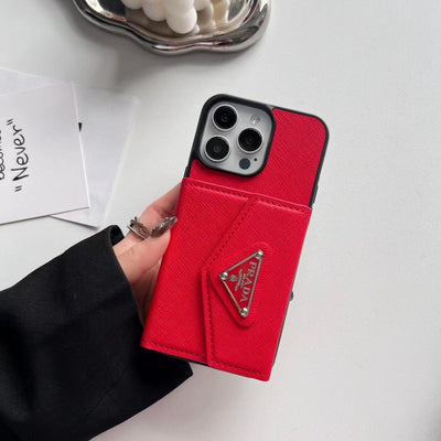 HypedEffect Prada-Inspired Designer iPhone Case with Card Holder – Available for iPhone 13 to iPhone 16