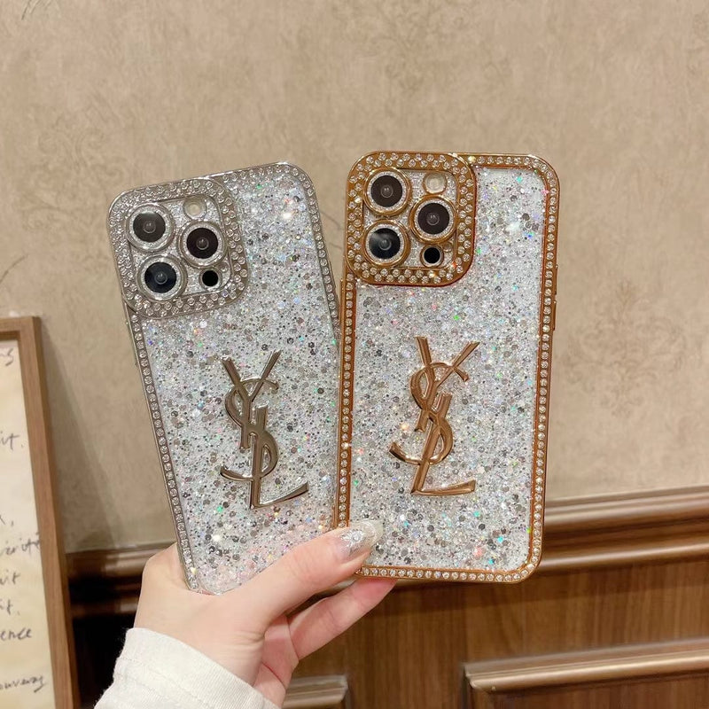 HypedEffect Sparkling YSL iPhone Cases Compatible with iPhone 11 to iPhone 15 Models