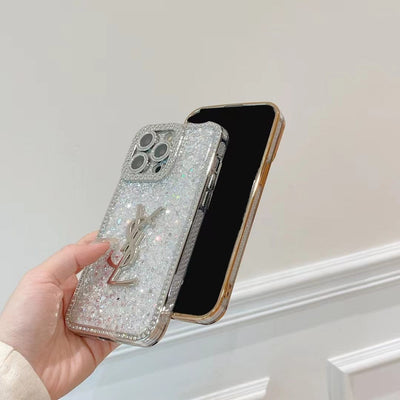 HypedEffect Sparkling YSL iPhone Cases Compatible with iPhone 11 to iPhone 15 Models