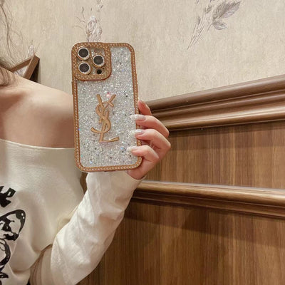 HypedEffect Sparkling YSL iPhone Cases Compatible with iPhone 11 to iPhone 15 Models