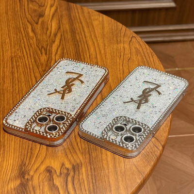 HypedEffect Sparkling YSL iPhone Cases Compatible with iPhone 11 to iPhone 15 Models