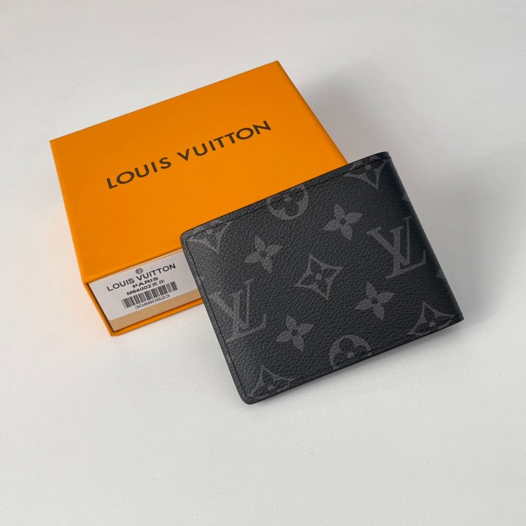 HypedEffects Black Leather louis vuitton Wallet With Gray Monogram (Money Clips)