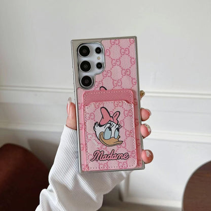 HypedEffects Cartoon-Themed Designer Phone Case with Card Holder for Samsung S23 and S24