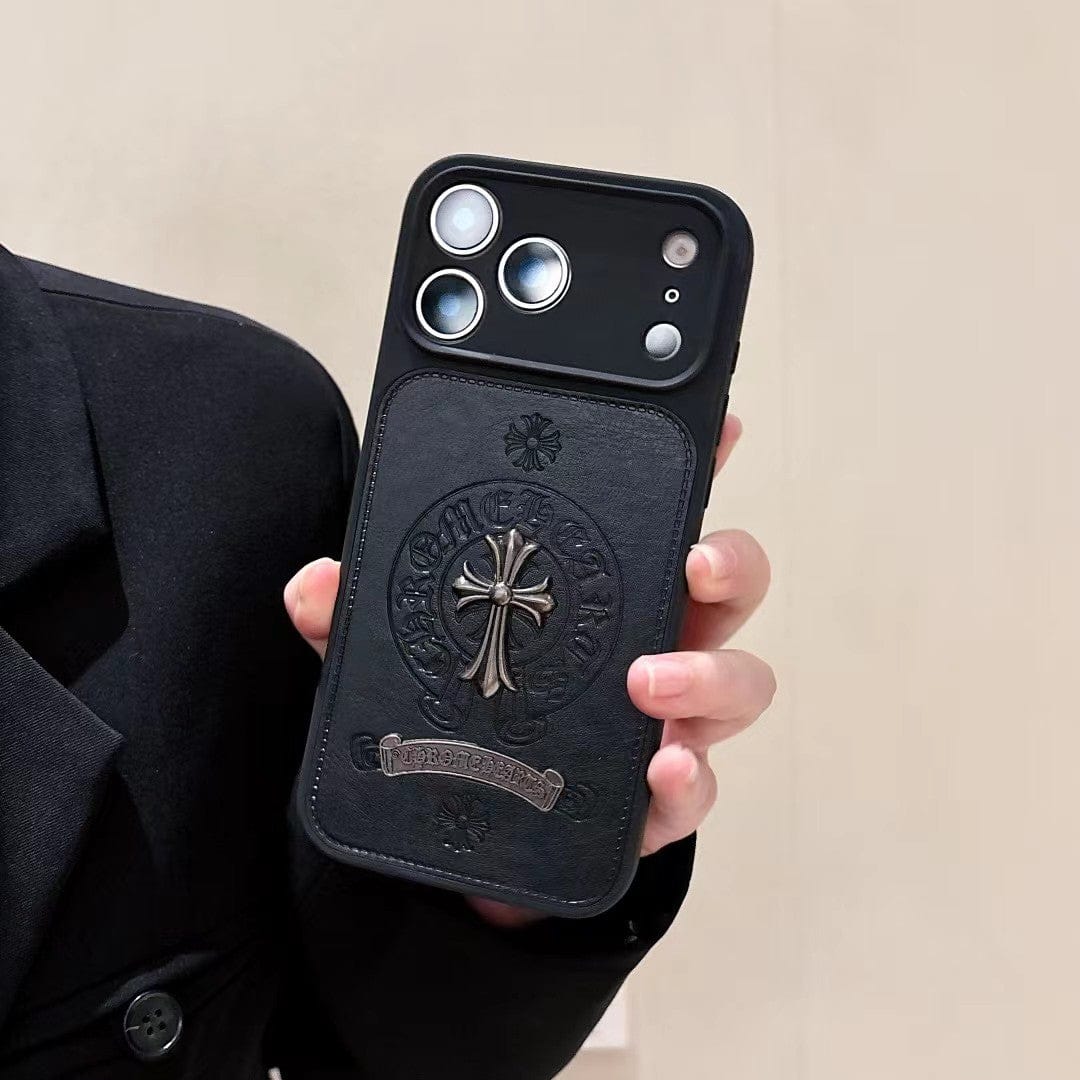 HypedEffects Chrome Hearts Inspired Cross Design Phone Case for iPhone 14 to iPhone 17 Pro Max