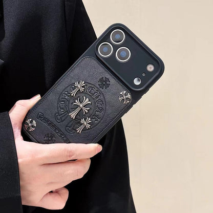 HypedEffects Chrome Hearts Inspired Cross Design Phone Case for iPhone 14 to iPhone 17 Pro Max