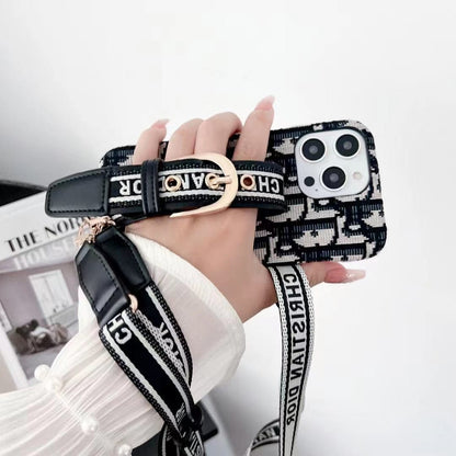 HypedEffects Dior Designer Strap iPhone Cases with Adjustable Lanyard