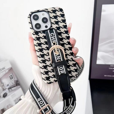 HypedEffects Dior Designer Strap iPhone Cases with Adjustable Lanyard