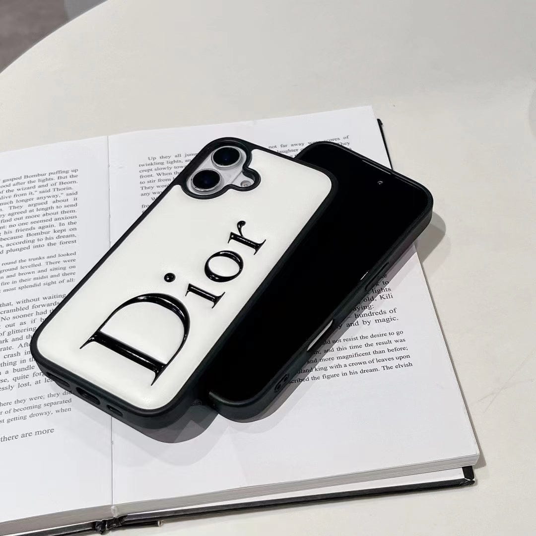 HypedEffects Dior Embossed Logo Leather iPhone Case