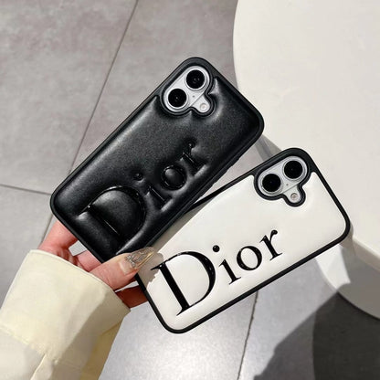 HypedEffects Dior Embossed Logo Leather iPhone Case