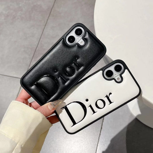 HypedEffects Dior Embossed Logo Leather iPhone Case