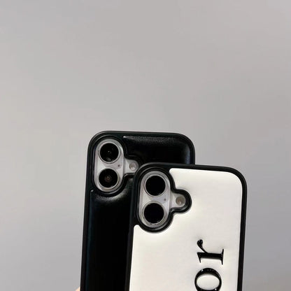 HypedEffects Dior Embossed Logo Leather iPhone Case