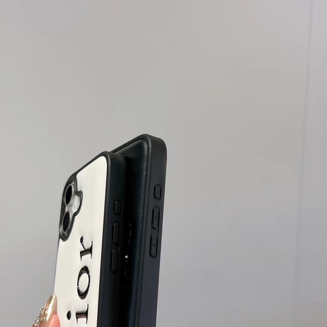 HypedEffects Dior Embossed Logo Leather iPhone Case