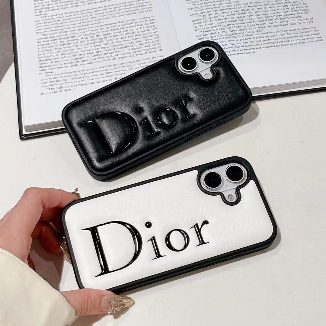 HypedEffects Dior Embossed Logo Leather iPhone Case