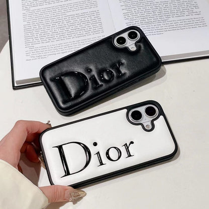 HypedEffects Dior Embossed Logo Leather iPhone Case