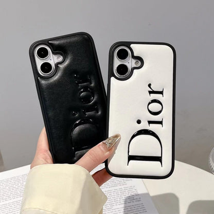 HypedEffects Dior Embossed Logo Leather iPhone Case