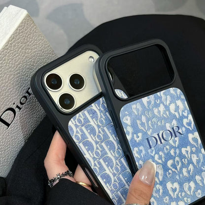 HypedEffects Dior Inspired Blue Pattern Phone Case for iPhone 14 to iPhone 17 Pro Max
