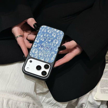 HypedEffects Dior Inspired Blue Pattern Phone Case for iPhone 14 to iPhone 17 Pro Max