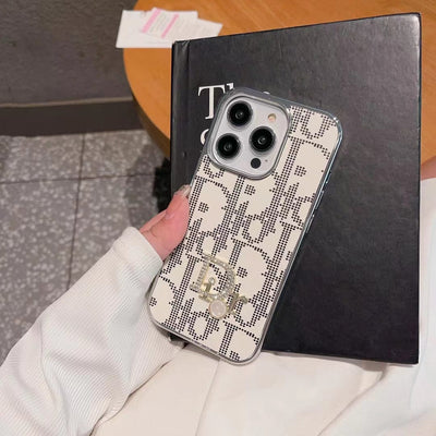 HypedEffects Dior iPhone Cases with Iconic Pattern and Pearl Accent