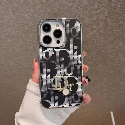 HypedEffects Dior iPhone Cases with Iconic Pattern and Pearl Accent