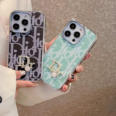 HypedEffects Dior iPhone Cases with Iconic Pattern and Pearl Accent