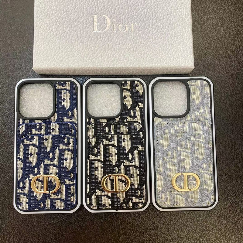 HypedEffects Dior Monogram iPhone Cases with Gold "CD" Logo and Card Holder - Signature Series